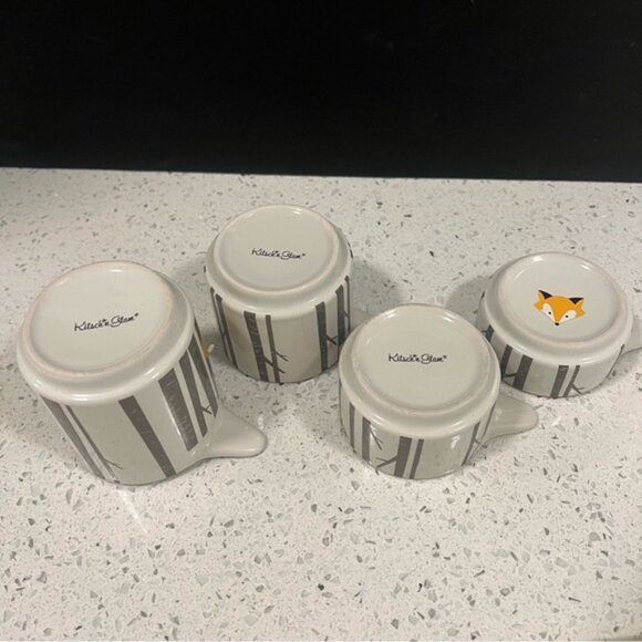 KITSCH’N GLAM Stackable Fox Birch Trees Themed Measuring Cups Set of 4 - Picture 6 of 15